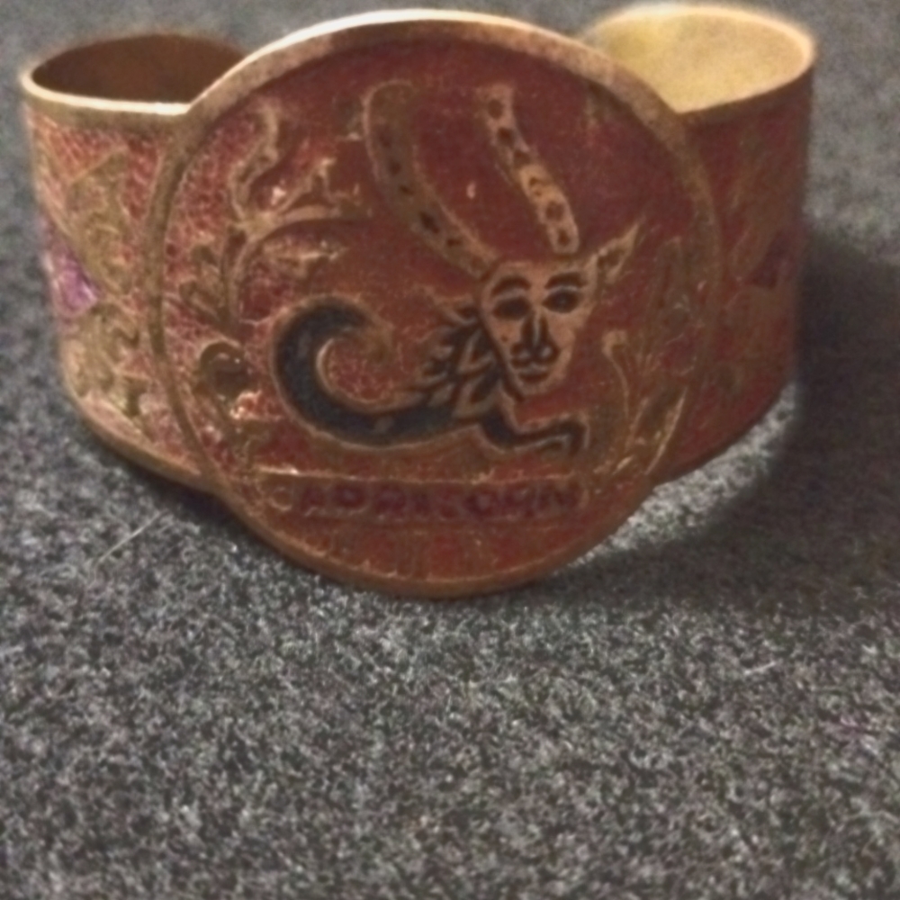 Vintage Brass Copper Capricorn 1970's cuff bracelet made in India